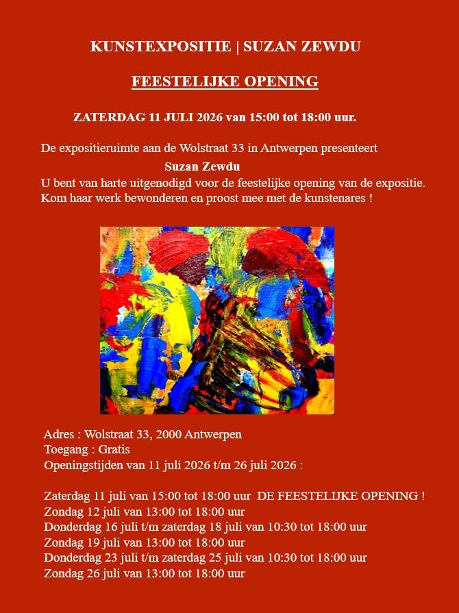 Flyer KUNSTEXPOSITIE | SUZAN ZEWDU Antwerpen 2026