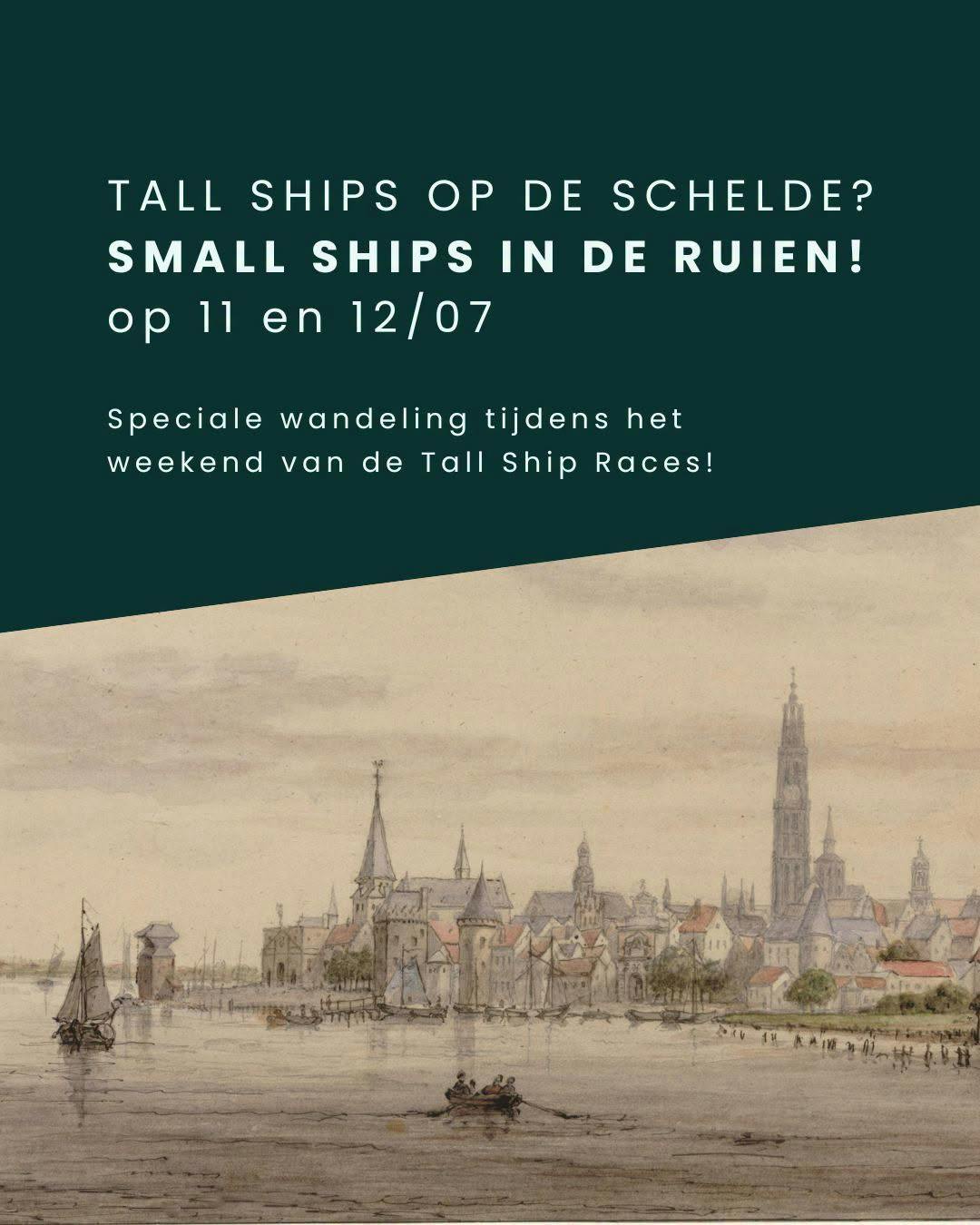 Kleine sloepjes varen richting ruien vanop de Schelde